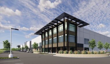 Prologis’ Northwest Depot project, located near US 183 with access to I-35 and MoPac, spans about 75 acres and is expected to bring roughly 786,000 square feet of industrial space across multiple buildings. (Rendering courtesy Powers Brown Architecture)