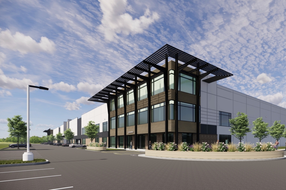 Prologis’ Northwest Depot project, located near US 183 with access to I-35 and MoPac, spans about 75 acres and is expected to bring roughly 786,000 square feet of industrial space across multiple buildings. (Rendering courtesy Powers Brown Architecture)