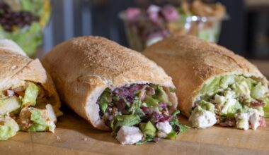 salad inside of a baguette