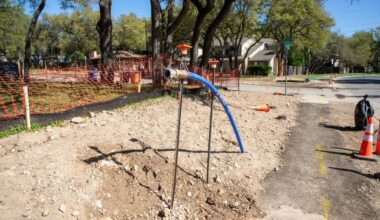 Oak Knoll Flood Risk Reduction project construction with hydrostatic water testing equipment