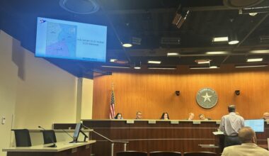 Round Rock Public Works Director Michael Thane presented information about the proposed service area transfer April 9. (Brooke Sjoberg/Community Impact)