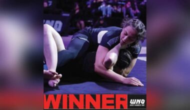 Vernon&rsquo;s Lillian Marchand (top) won her match on the undercard of WNO (Who&rsquo;s Number One) 32, a Brazilian jiu jitsu fight night Tuesday, March 31, in Austin, Texas. (@marekhealth/Instagram)