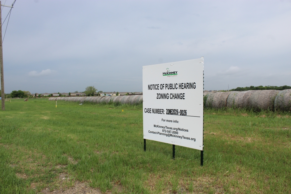 Image of a zoning sign along FM 543 in north McKinney
