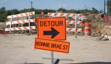 Contractors began work to modify the soil in preparation for the roadway expansion at the northern part of Bonnie Brae Street. (Adam Doe/Community Impact)