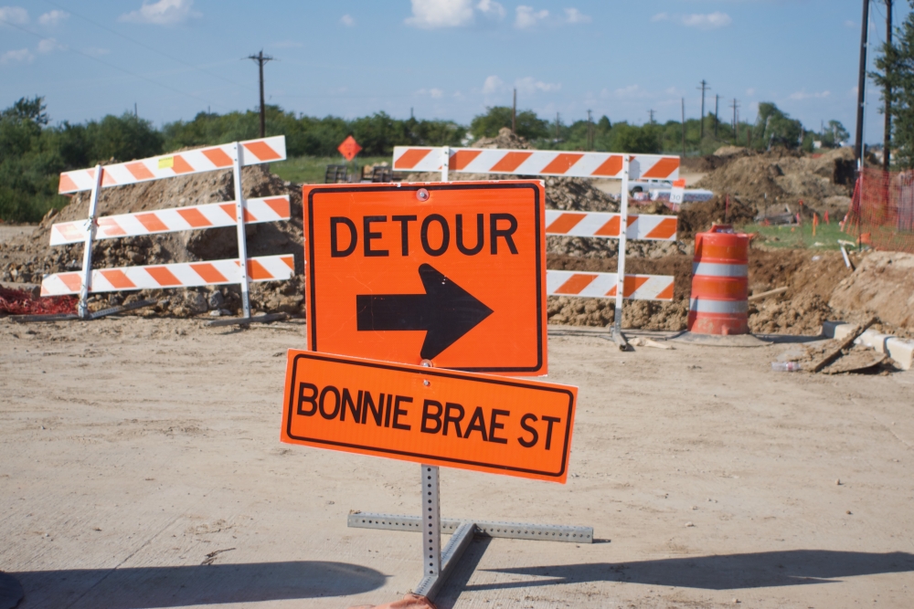 Contractors began work to modify the soil in preparation for the roadway expansion at the northern part of Bonnie Brae Street. (Adam Doe/Community Impact)