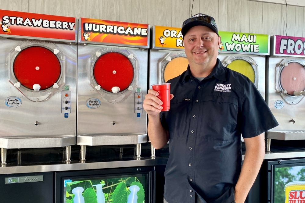 Thirsty Penguin owner Brent Cloyd drew inspiration for his to-go daiquiri concept from his frequent travels to Louisiana. (Katlynn Fox/Community Impact)