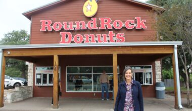 Deanne Mohen, bakery manager, stands outside of Round Rock Donuts. (Jillian Nachtigal/Community Impact)