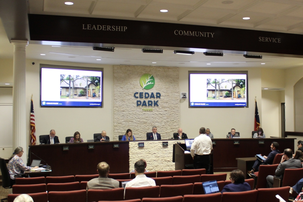 Cedar Park City Council meets for a regular meeting March 26. City Council voted April 23 to approve zoning changes for the Indigo Ridge South development. (Daniel Schwalm/Community Impact)