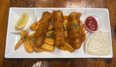 Image of Fish and Chips dish served at The Lion and Crown Pub