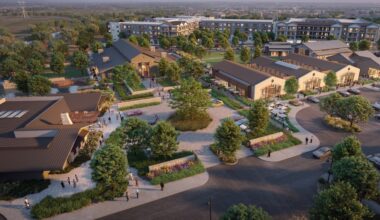 The 142-acre development will feature apartments, townhomes, retail, office space and a park. (Rendering courtesy Stillwater Capital)