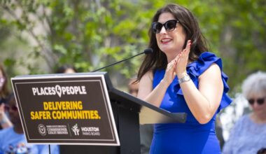 Harris County Precinct 4 Commissioner Lesley Briones officially opened the Captain Herod Memorial Plaza along the Brays Bayou Greenway on April 25. (Courtesy Annie Mulligan)