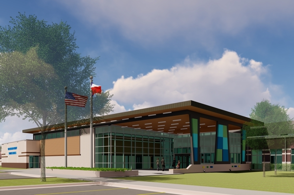 A rendering of the future public entrance to the Williamson County Juvenile Justice Center at 200 Wilco Way, Georgetown. (Rendering courtesy BLGY Architecture)