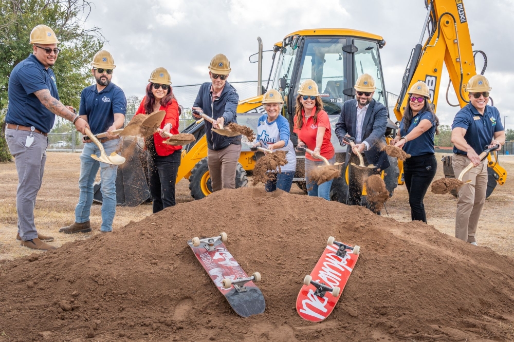 Kyle officials mark the start of construction on the city’s all-abilities skatepark with a groundbreaking ceremony Oct. 24 at Gregg-Clarke Park. (Courtesy city of Kyle)