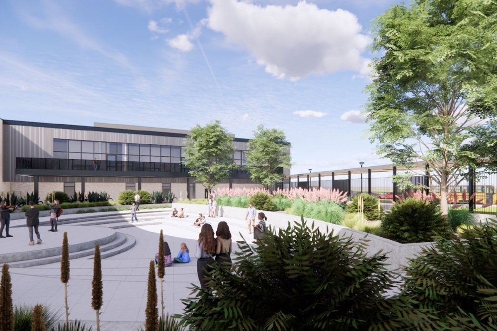 Significant building additions and renovations are planned at Richardson North Junior High and Apollo Junior High to transform the campuses into middle schools. (Rendering courtesy Stantec Architects)