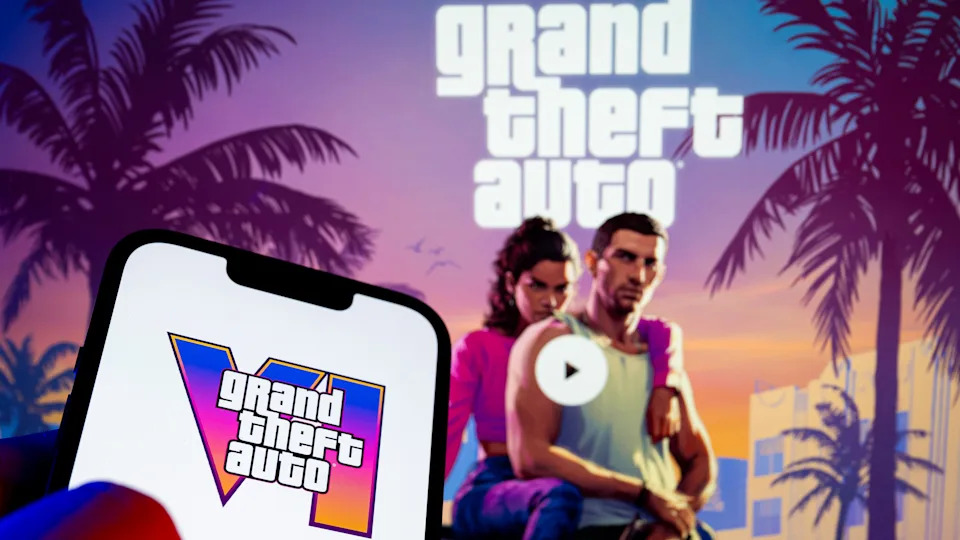 In this photo illustration, a Grand Theft Auto VI logo seen displayed on a smartphone.