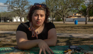 Elida Castillo, mayor of Taft, Texas, speaks at a city park on March 31. Credit: Dylan Baddour/Inside Climate News
