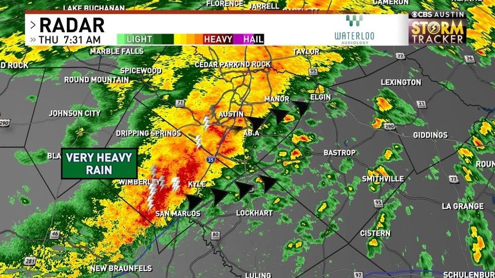 By mid-morning, the heaviest rainfall was concentrated along the I-35 corridor, with south Austin and most of Hays County receiving more than half an inch in a short period. (CBS Austin)