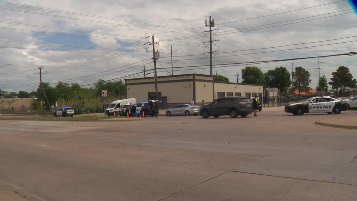 Officers respond to a shooting on Saturday near Forest Lane in Dallas