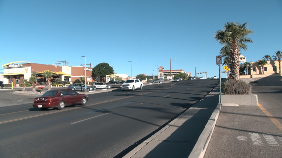 N. Mesa Street after a pedestrian and vehicle were involved in a crash on Friday, April 23, 2026. (KTSM)