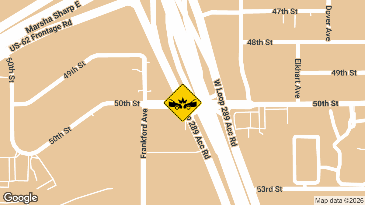Lubbock, TX – Multi-Vehicle Crash with Injuries on NB W Loop 289 Access Rd at 50th St