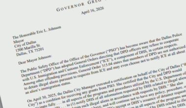 Governor warns Dallas could lose public safety funding over immigration policy