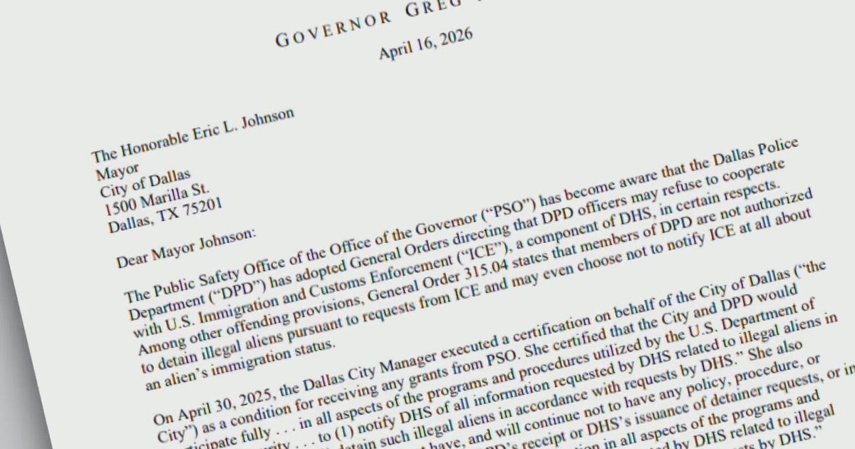 Governor warns Dallas could lose public safety funding over immigration policy