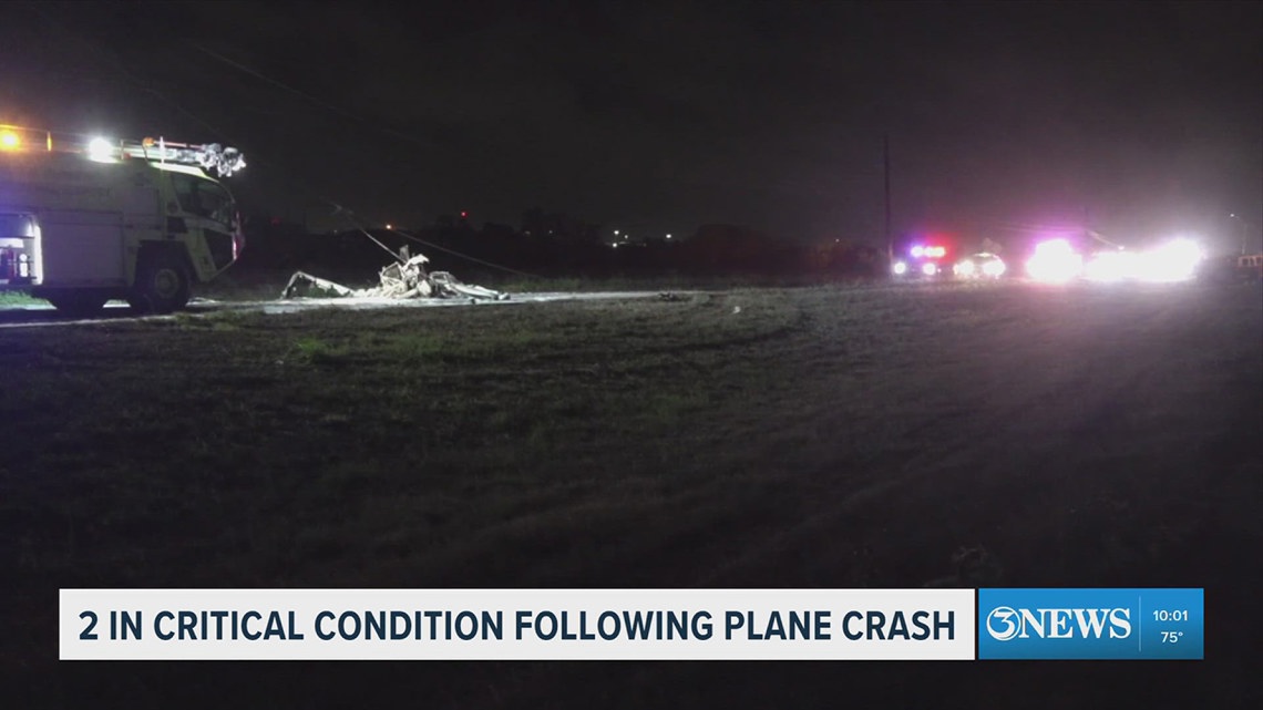 2 people in critical condition after plane crashes near Corpus Christi International Airport