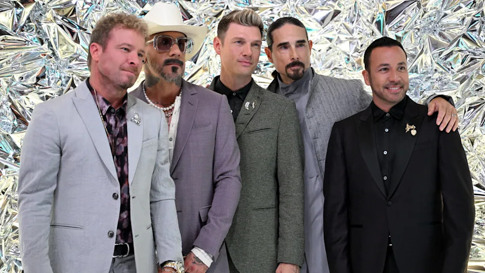 Brian Littrell, AJ McLean, Nick Carter, Kevin Richardson, Howie Dorough of Backstreet Boys at the 60th Academy Of Country Music Awards held at the Ford Center at The Star on May 08, 2025 in Frisco, Texas.