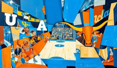 A fractured, cubist-style painting depicting a women