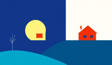 A geometric abstract illustration composed of overlapping triangles and rectangles in shades of blue, red, and yellow, conceptually representing the dynamics of housing supply and demand.