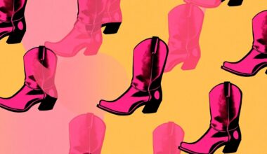 A high-contrast, silkscreen-style illustration featuring a repeated pattern of a single, iconic cowboy boot in a grid, rendered in a bold, neon color palette that captures the modern, artistic spirit of the Chisos Boot Company brand.