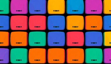 A bold, colorful silkscreen-style illustration featuring a repeated icon of a school bus seat belt in a grid pattern, conceptually representing the financial and logistical challenges faced by school districts in upgrading their bus fleets to comply with new safety regulations.