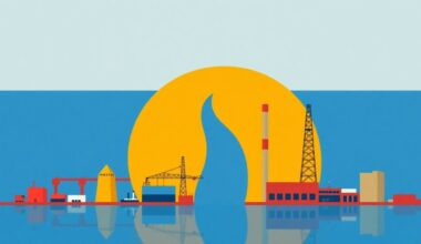 A geometric composition of overlapping triangles and circles in shades of blue, representing the depletion of water resources and the threat to the industrial economy.