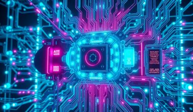 A highly detailed, glowing 3D illustration of a complex, interconnected multi-agent AI system, with various components pulsing with neon cyan and magenta lights, conveying the dynamism and sophistication of agentic AI technologies.