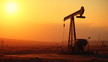 A serene, cinematic painting of a lone oil pump in a rural landscape, with warm light and deep shadows creating a contemplative, nostalgic mood that reflects the political and economic tensions at the heart of the proposed border expansion.