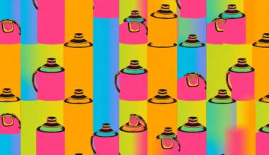 A highly stylized, abstract image composed of repeating silkscreen-style spray paint cans in vibrant neon colors, conceptually representing the energy and creative expression of a public graffiti art festival.