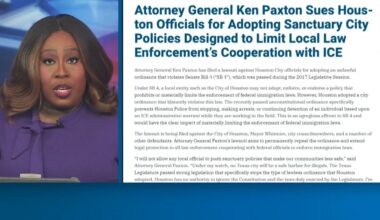 Paxton sues Houston over ICE policy as Austin and Dallas face funding threats