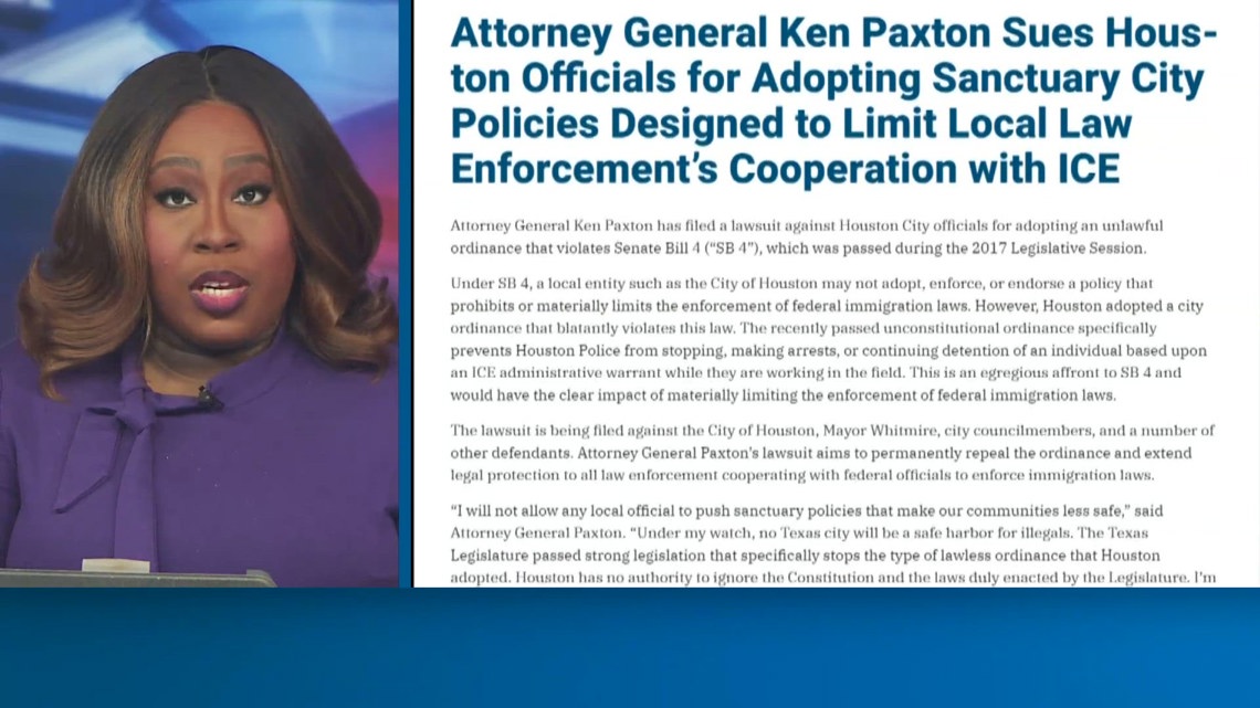 Paxton sues Houston over ICE policy as Austin and Dallas face funding threats