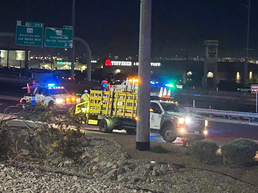 Aftermath of crash involving semi truck in East El Paso, causing a power outage affecting over 2,000 customers. Photo taken by Edith Montero/KTSM
