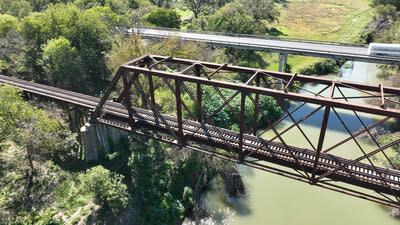 San Saba Bridge. Part of the recently completed CTXR infrastructure investments to resume rail operations along the Central Texas freight corridor. CTXR’s initial 49-mile rail rehabilitation improvements include an expansive network of bridges and crossings, including major structures crossing the Colorado and San Saba Rivers.