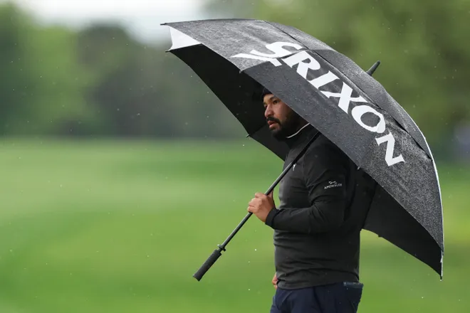 SAN ANTONIO, TEXAS - APRIL 05: J.J. Spaun of the United States looks on from the eighth green during the final round of the Valero Texas Open 2026 at TPC San Antonio on April 05, 2026 in San Antonio, Texas. (Photo by Dylan Buell/Getty Images)