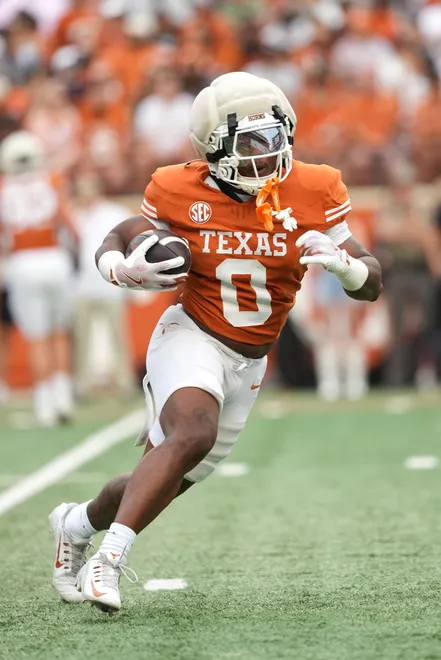 AUSTIN, TEXAS - APRIL 18: Raleek Brown #0 of the Texas Longhorns runs for yardage during the Texas Spring Football Game at Darrell K Royal-Texas Memorial Stadium on April 18, 2026 in Austin, Texas. (Photo by Scott Wachter/Getty Images for ONIT)