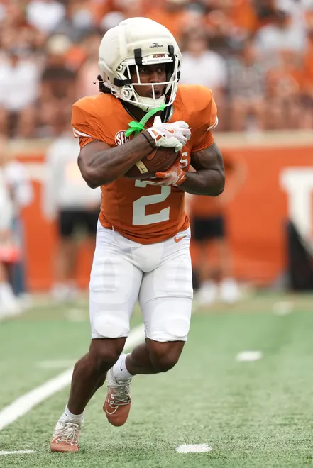 AUSTIN, TEXAS - APRIL 18: Running back Hollywood Smothers #2 of the Texas Longhorns runs for yardage during the Texas Spring Football Game at Darrell K Royal-Texas Memorial Stadium on April 18, 2026 in Austin, Texas. (Photo by Scott Wachter/Getty Images for ONIT)