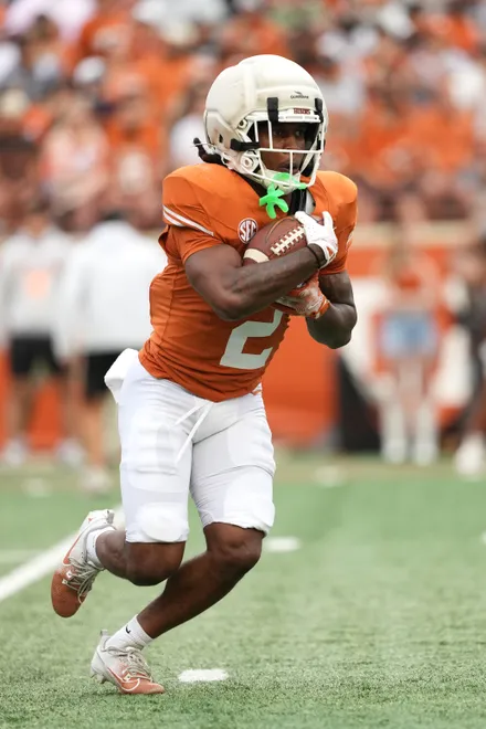 AUSTIN, TEXAS - APRIL 18: Running back Hollywood Smothers #2 of the Texas Longhorns runs for yardage during the Texas Spring Football Game at Darrell K Royal-Texas Memorial Stadium on April 18, 2026 in Austin, Texas. (Photo by Scott Wachter/Getty Images for ONIT)