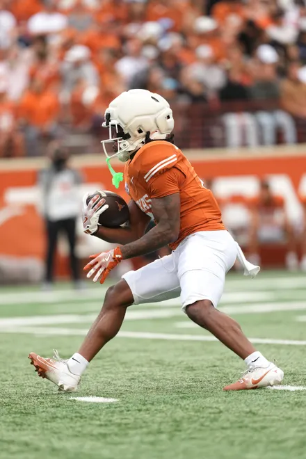 AUSTIN, TEXAS - APRIL 18: Running back Hollywood Smothers #2 of the Texas Longhorns runs for yardage during the Texas Spring Football Game at Darrell K Royal-Texas Memorial Stadium on April 18, 2026 in Austin, Texas. (Photo by Scott Wachter/Getty Images for ONIT)