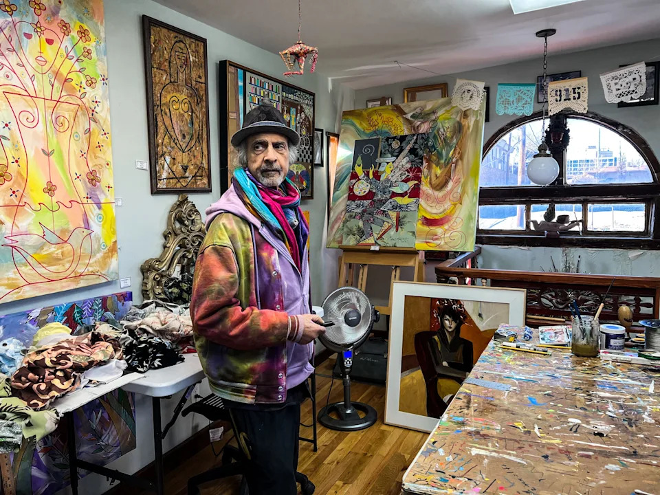 El Paso artist Hal Marcus died on Sunday, April 12, after a battle with cancer. He is shown in his studio on Jan. 17, 2026.