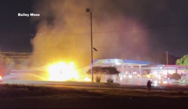 An 18-wheeler carrying 9,000 gallons of gasoline goes up in flames in Fort Worth