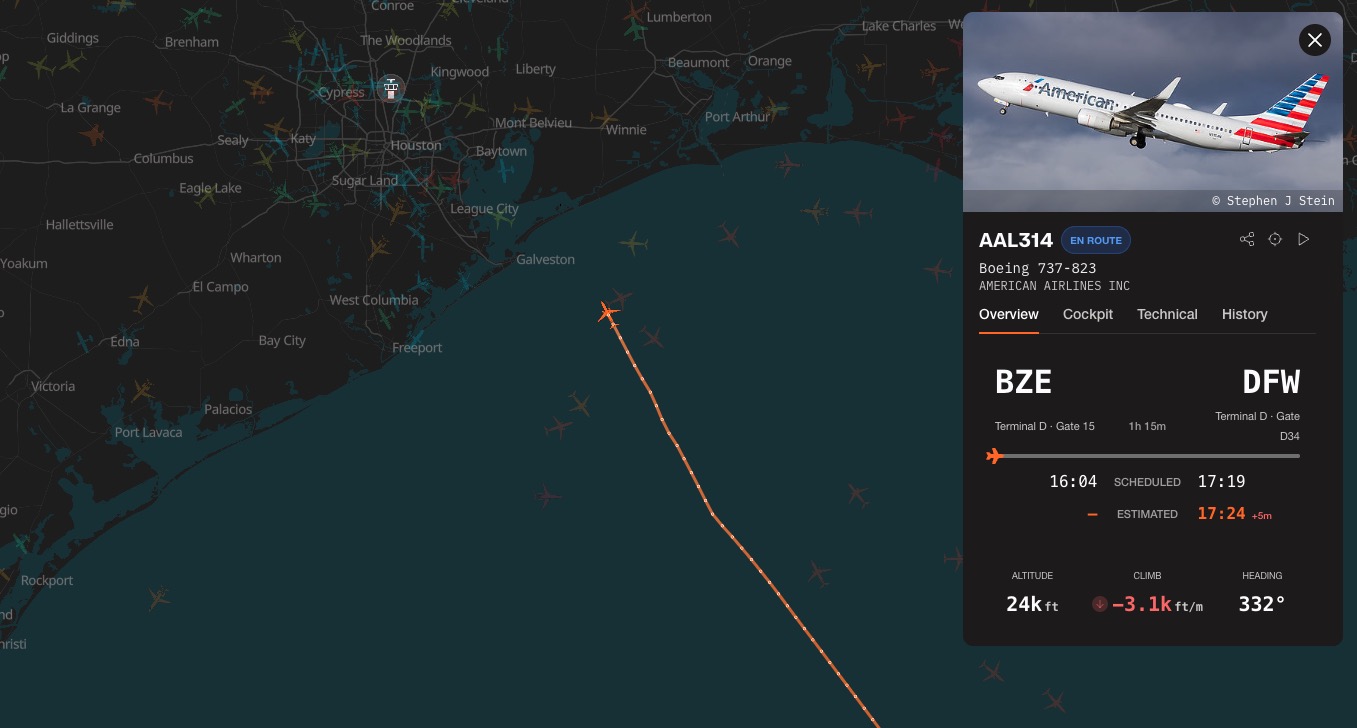 American Airlines AA314 to Dallas is declaring an emergency and diverting to Houston