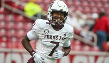 Texas A&M wide receiver KC Concepcion (7) warms up