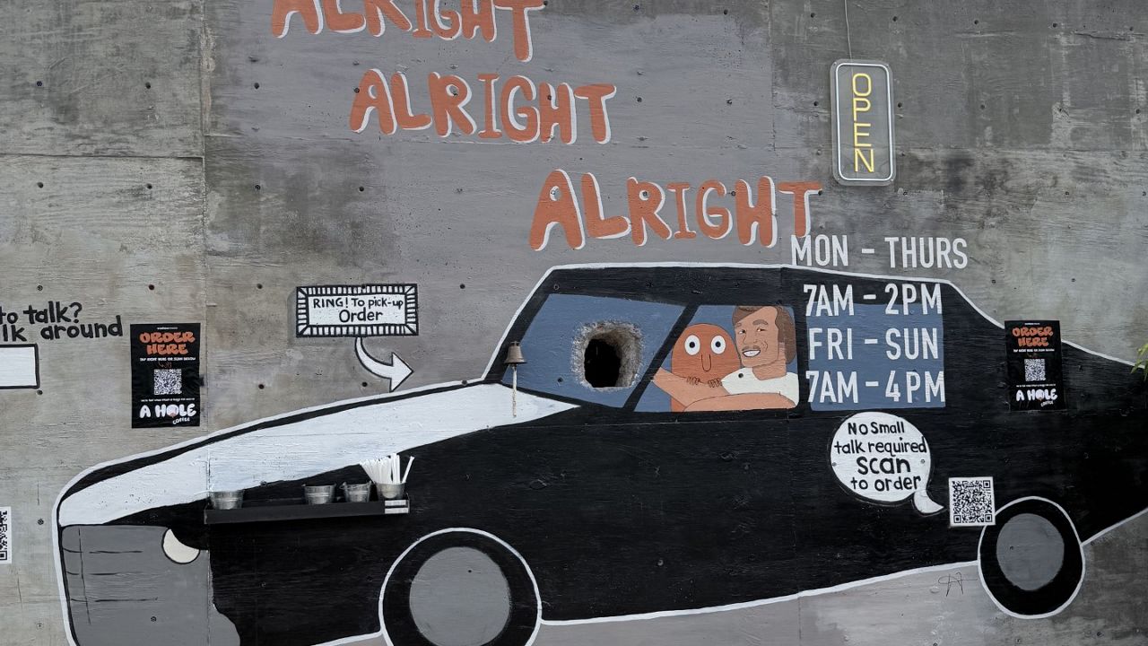 A Hole Coffee in Austin, Texas, literally serves coffee out of a hole in the wall. (Spectrum News 1/Katharine Finnerty)